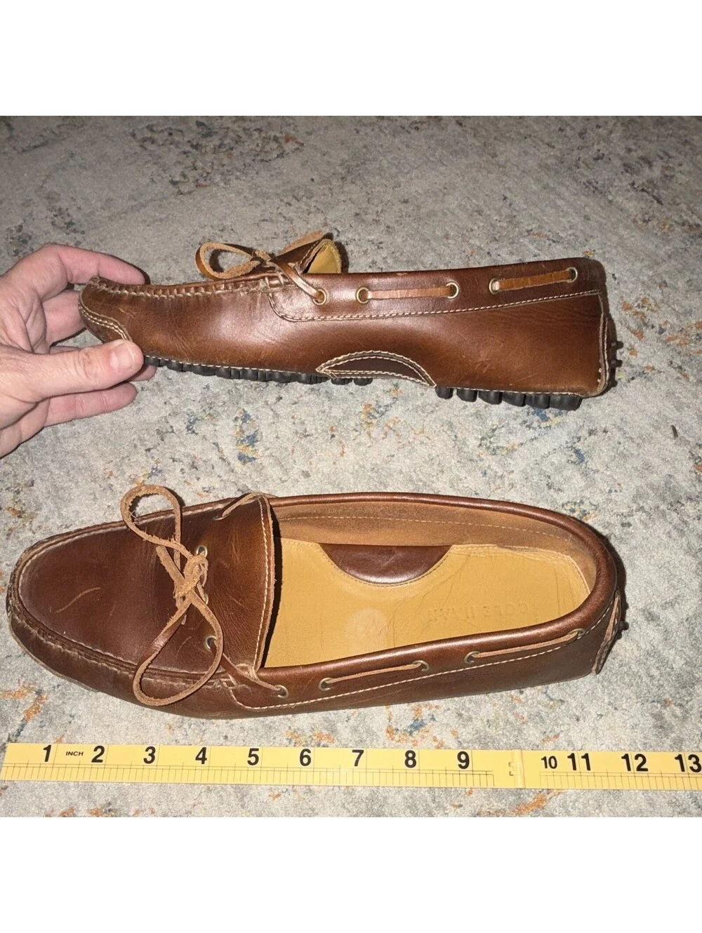 Cole Haan Brown Leather Lace-Up Driving Moccasins Men's US 10.5 D MPN 13215